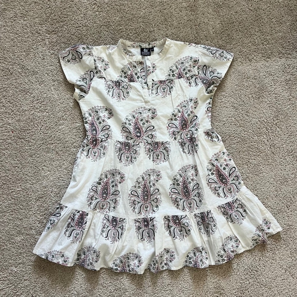 Madison Mathews Cotton tiered folly mini dress paisley print size XL